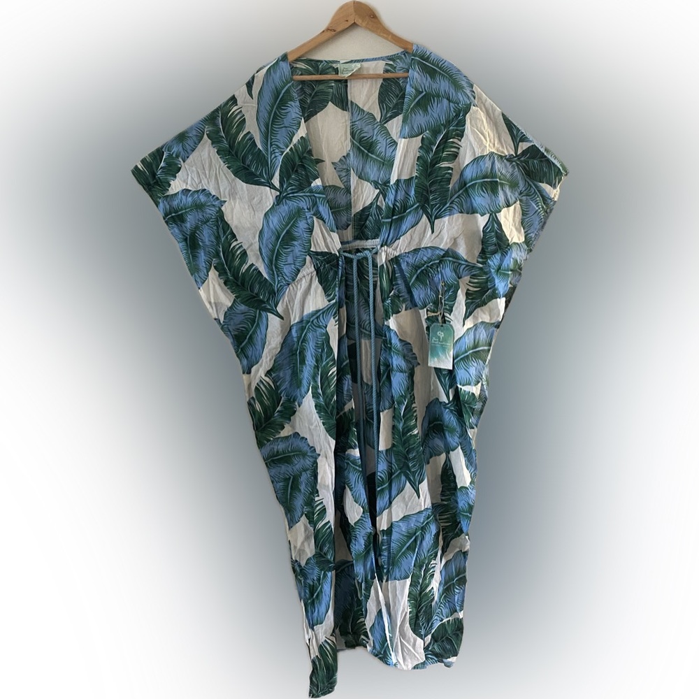 Tropical Leaf Print Swim Cover-Up - Picture 11 of 14